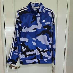 Adidas Blue and Black Camo Jacket